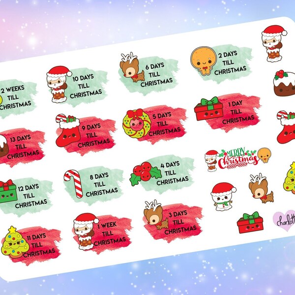 Printable Planner Deco Stickers PNG and SS Files Christmas Bucket List ...