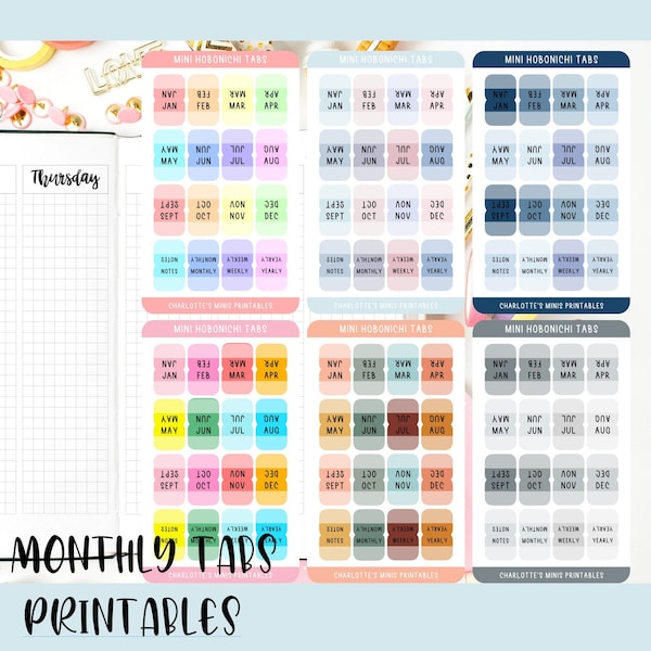Printable Deco Stickers - PNG and SS files - Small Hobonichi Tabs