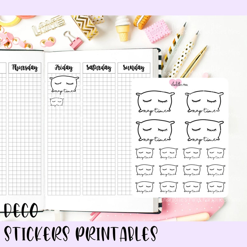 Printable Planner Deco Stickers PNG and SS Files Nap Time - Etsy