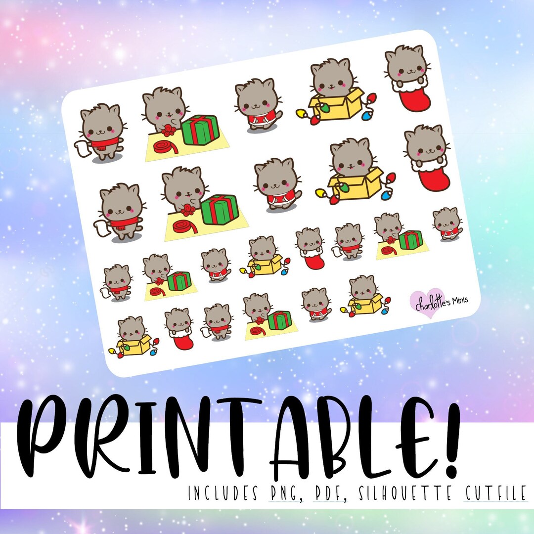 Printable Planner Deco Stickers PNG and SS Files Christmas - Etsy