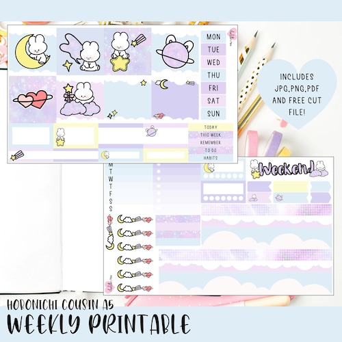 Printable Hobonichi Cousin Weekly Planner Stickers Cricut Etsy