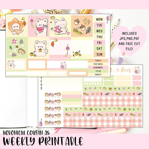 Printable Hobonichi Cousin Weekly Planner Stickers Cricut - Etsy