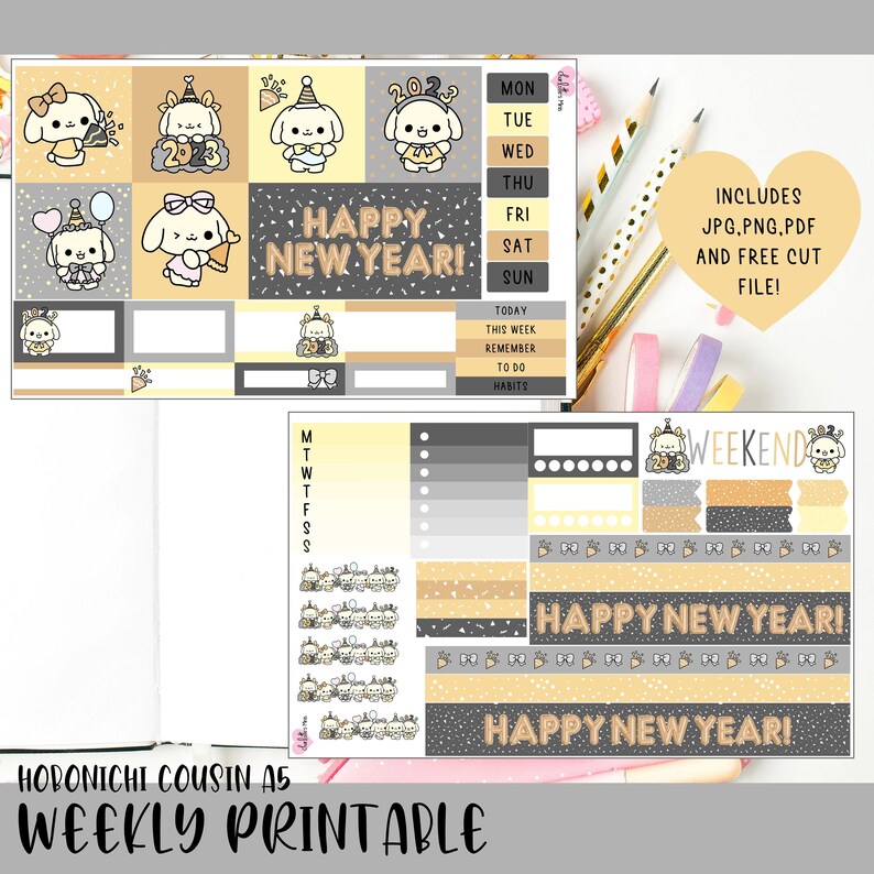 Printable Hobonichi Cousin Weekly Planner Stickers Cricut - Etsy