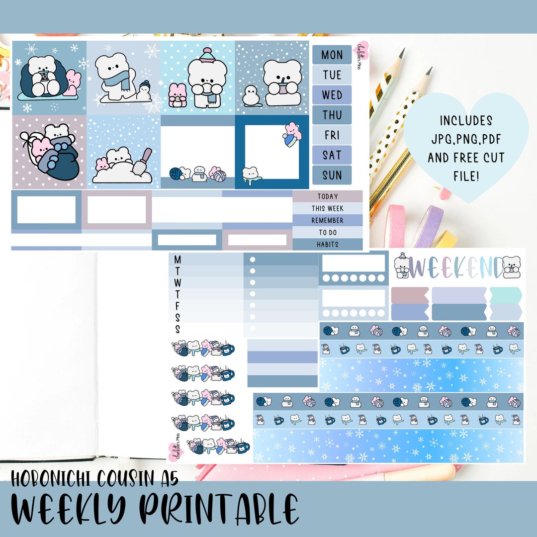Printable Hobonichi Cousin Weekly Planner Stickers Cricut and SS Files ...