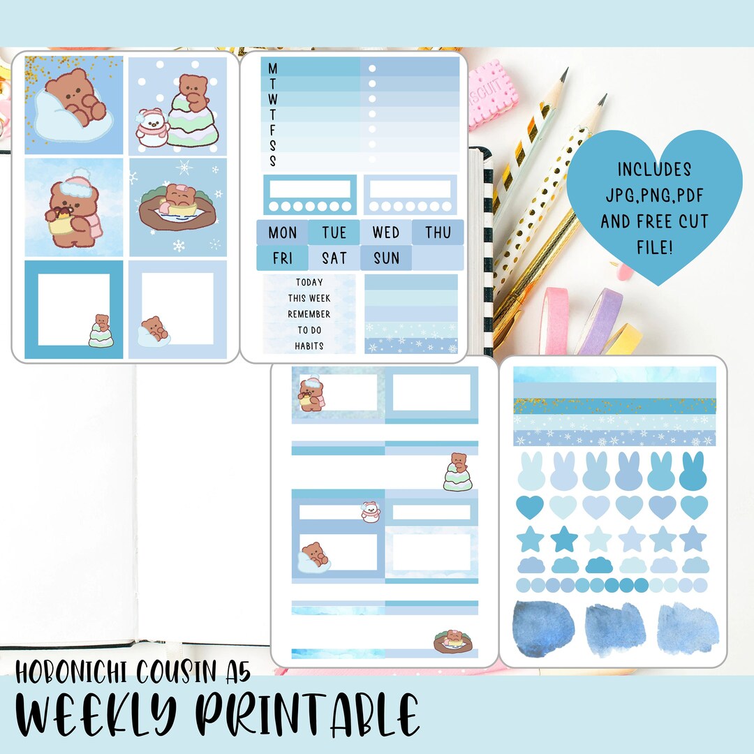 Printable Hobonichi Cousin Weekly Planner Stickers Cricut and SS Files ...