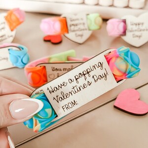 Valentine&#39;s Day Pop Bracelets - Valentine&#39;s Day Cards - Wood Card - Pop Bracelet - Valentine&#39;s Gift
