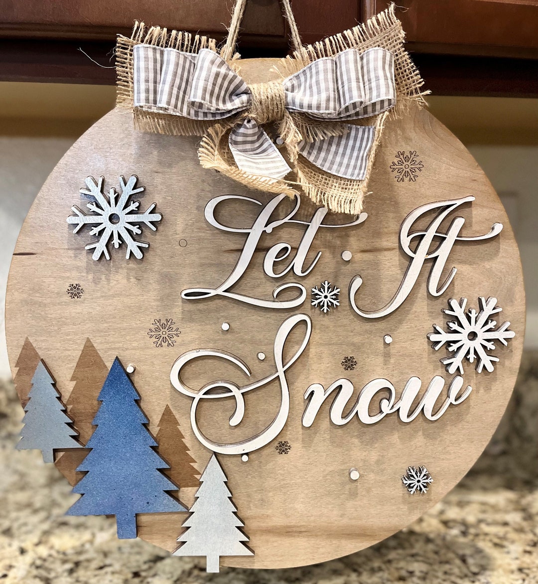 Let It Snow Wreath Let It Snow Door Hanger Christmas Decor Wall Decor ...