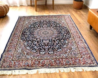 4X6 Turkish Silk Rug Black, Silk Carpet, Persian Silk Rug, Home Decor Rug, Rug for Living Room, Bedroom, Hall, Sofa Side, Anti Skid Rugs