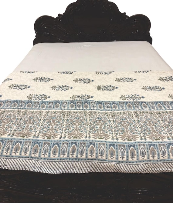 Reversible Cotton Quilt| Handmade Block Print Quilt Warm Quilt