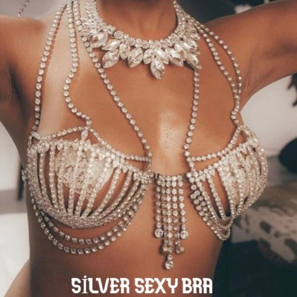 New Sea Shell Bra Top Woman Crystal Lingerie Chain Apparel Stripper Outfit Dancewear Exotic Lingerie Wholesale Pendant