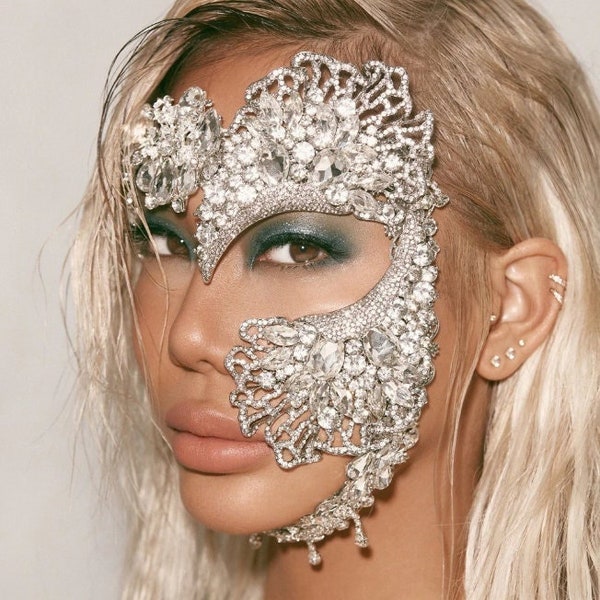 Cubique Zircone Masque de luxe pour Face Femmes Paillettes Cheveux Fête de Noces Mode Bling Halloween Bijoux 2022 Charms Cadeau