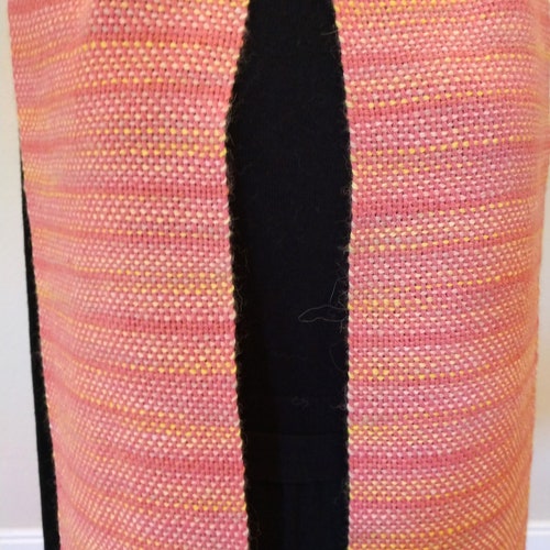 Handwoven Alpaca Scarf/Hand shops Painted Peach, Yellow, Creme/ Width 7 