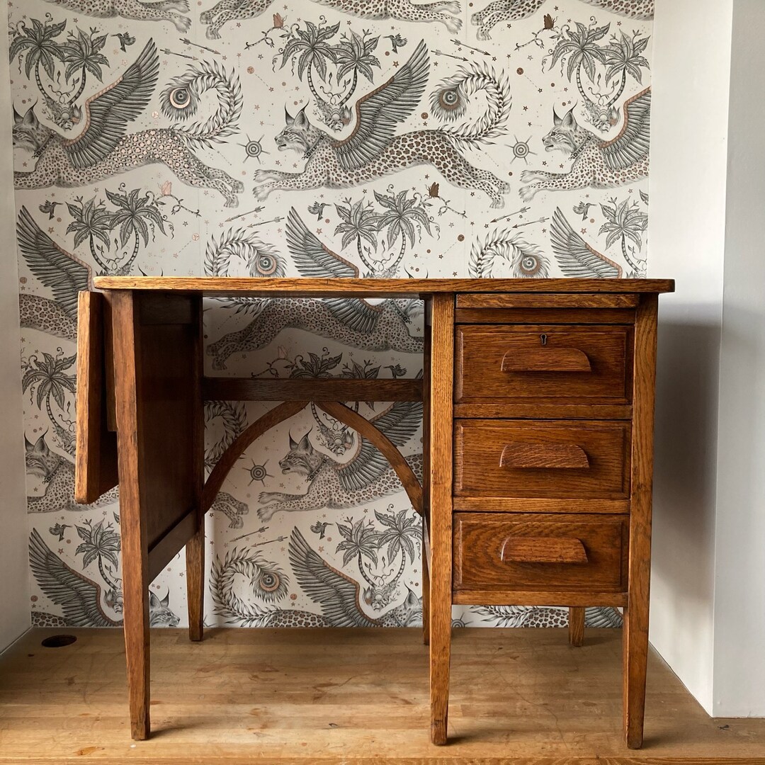 Vintage Solid Oak Small 1930's Desk Vintage Childs Desk Etsy UK