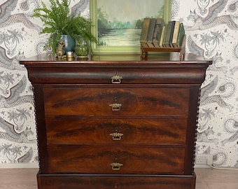 Vintage Mahogany Louis Philippe Style Commode | Antique Chest of Drawers