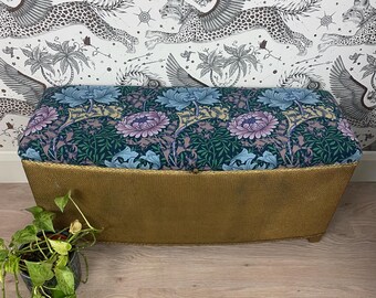 Lloyd Loom Style Ottoman Blanket Box with Vintage William Morris Fabric