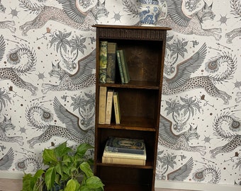 Vintage Oak Library Bookcase | Narrow Bookcase | Shelving