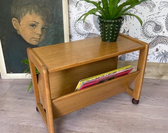 Vintage Mid-Century Style Side Table with Magazine Rack