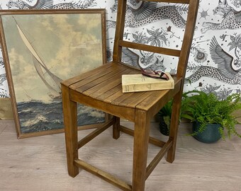 Vintage Wooden George VI Chair with Slatted Seat by Glenister