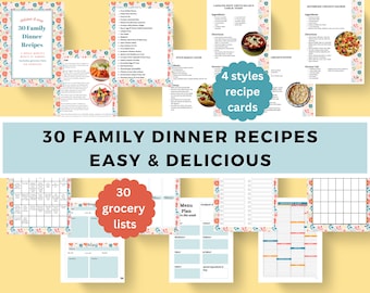 30 Family Dinner Ideas with Recipes and Grocery Lists Floral Edition