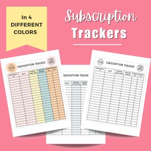 Subscription Tracker Printables