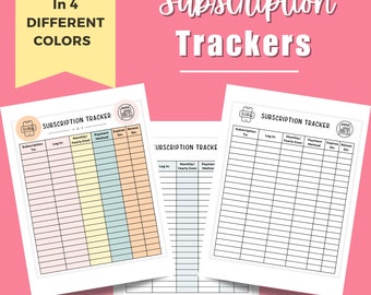 Subscription Tracker Printables