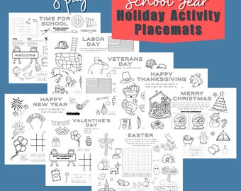 School Year Holiday Activity Placemats