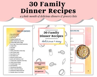 30 Family Dinner Ideas with Recipes and Grocery Lists