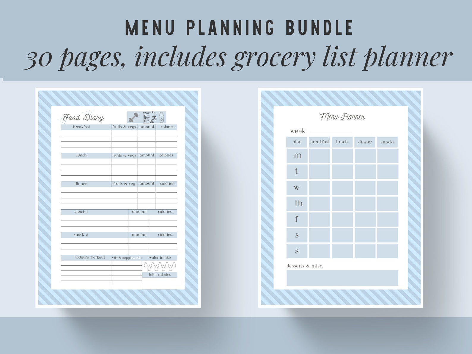 Printable Meal Planning Tools Collection Etsy