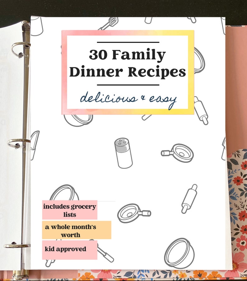 30 Family Dinner Ideas With Recipes and Grocery Lists Etsy