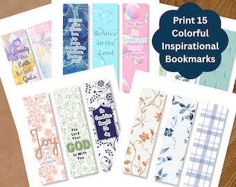 15 Printable Colorful Bookmarks – Feminine Designs with Inspirational & Scriptural Quotes