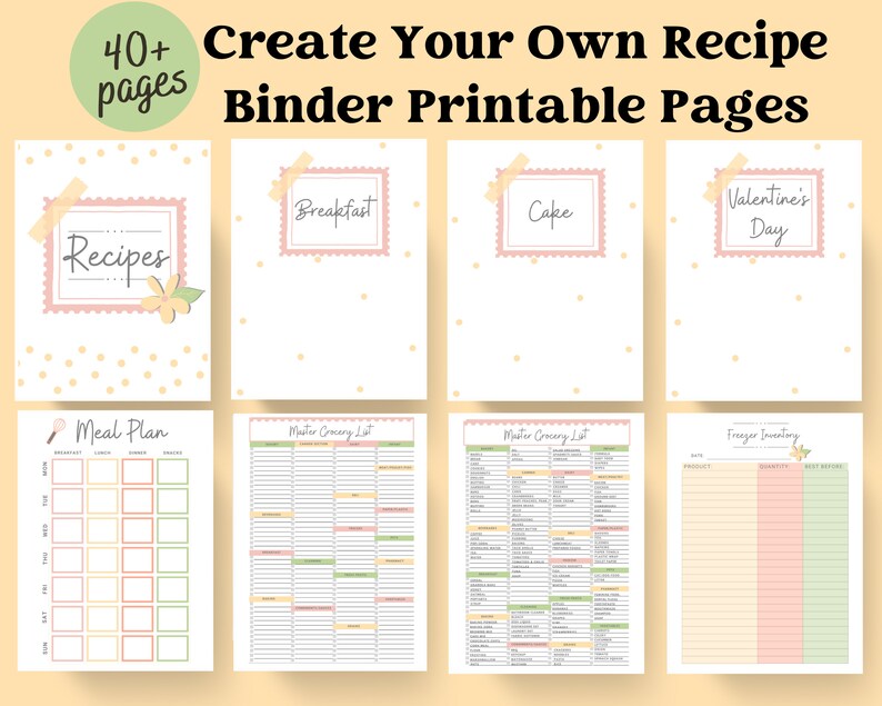 Create Your Own Recipe Binder Printable Pages Etsy