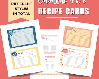 6 Attractive Styles of 4 x 6 Recipe Cards