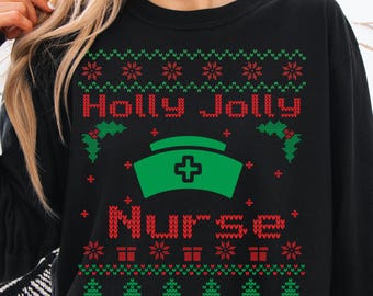 Comfort Colors Nurse Christmas Shirt, Funny Medical Holiday Sweatshirt, ICU Nurse Xmas Tee, Cute Doctor Life Gift, Nursing Christmas Crewnec