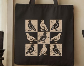 Vintage Pigeon Tote Bag, Funny Pigeon Bag, Stay Coo Bird Tote, Retro Pigeon Graphic Bag, Pigeon Lover Gift, Bird Nerd Tote Bag, Trendy Tote