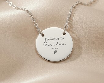 Personalized Grandma Necklace, Pregnancy Announcement Gift, Promoted to Grandma Jewelry, New Grandmother Gift, Baby Announcement Necklace