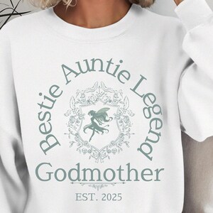 Personalized Godmother Sweatshirt, Custom Godmother Est Sweatshirt, Pregnancy Reveal Gift, Auntie Godmother Bestie, Sweatshirt, Godmother