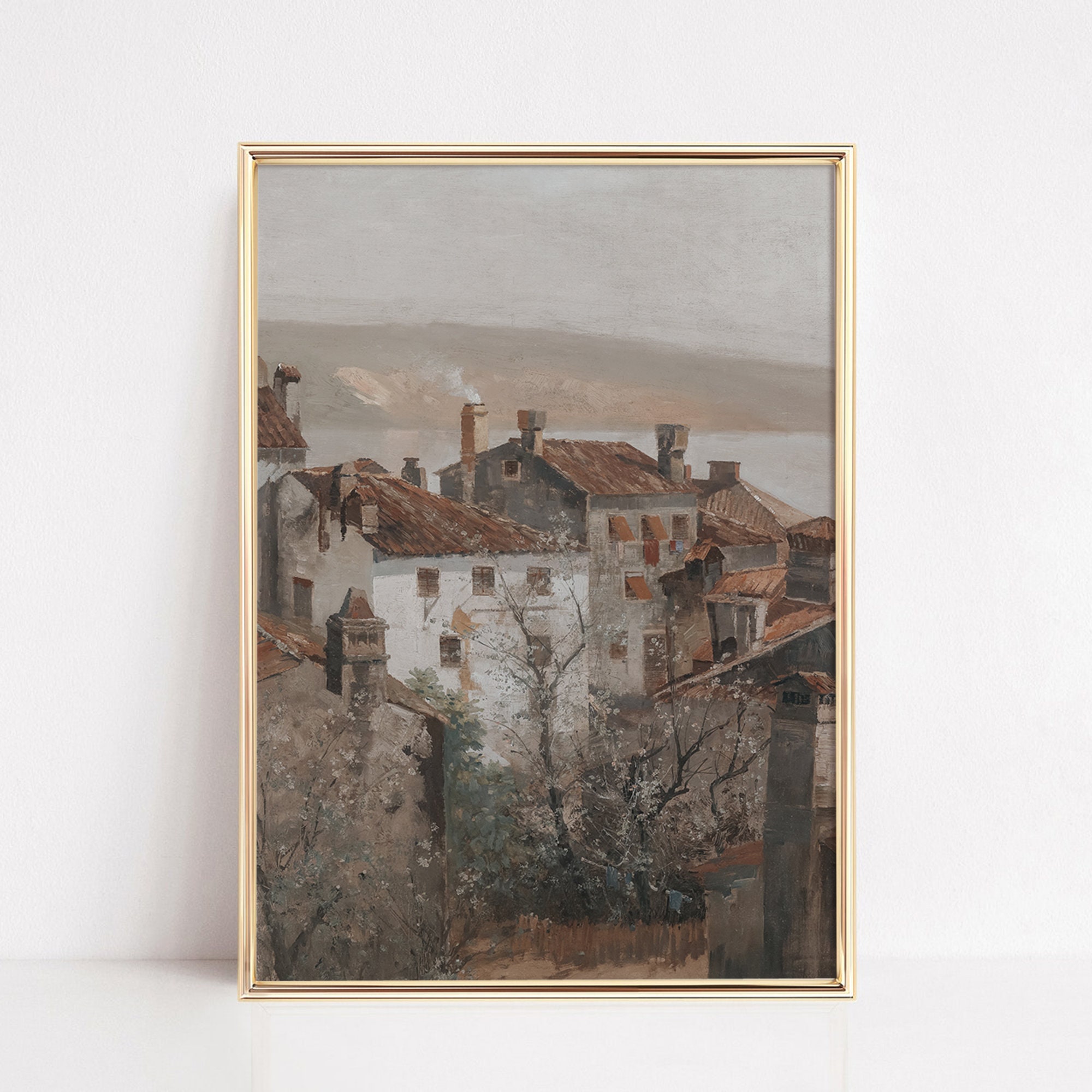 Vintage Neutral Gallery Wall SET of 5 | Antique Cozy Home Decor Artwork ...