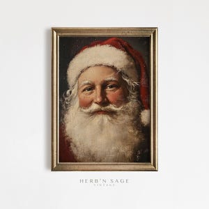Vintage Santa Claus Portrait | Traditional Christmas Art | Nostalgic Holiday Wall Decor | Festive Santa Fine Art Print | Christmas Painting
