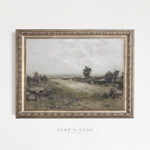 Vintage Valley Grasslands Landscape Painting | Antique Country Farmhouse Home Decor | Digital PRINTABLE VINTAGE Wall Art | No. 109