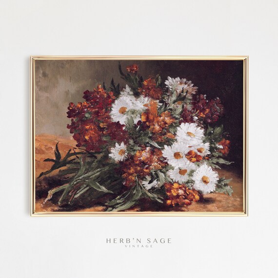Vintage Flower Art Print | Antique Floral Artwork Farmhouse Home Decor | Digital PRINTABLE VINTAGE  Wall Art | No. 6