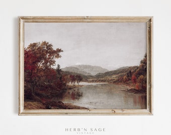 Autumn Landscape Oil Painting | Antique Rustic Fall Country Farmhouse Home Decor | Digital PRINTABLE VINTAGE Wall Art | No. 10