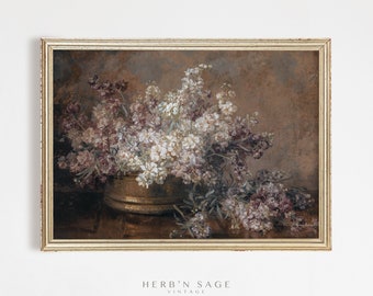 Vintage Flower Art Print | Moody Cascading Antique Floral Artwork Farmhouse Home Decor | Digital PRINTABLE VINTAGE  Wall Art | No. 53