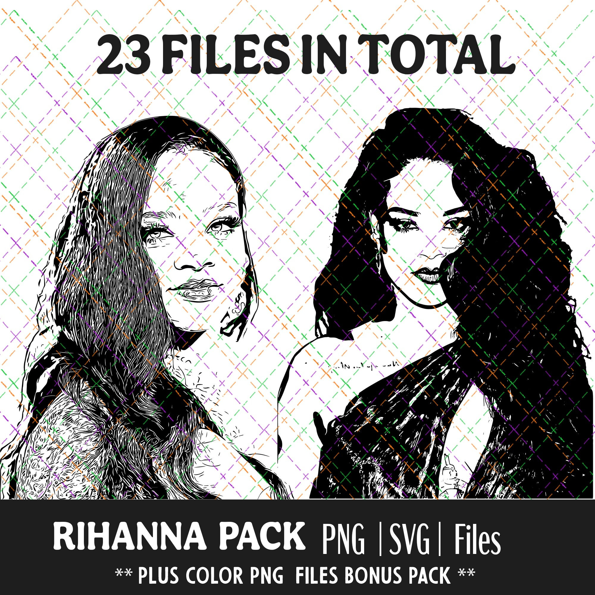 Rihanna PNG SVG Silhouette Pack With Bonus Color Digital Files - Etsy