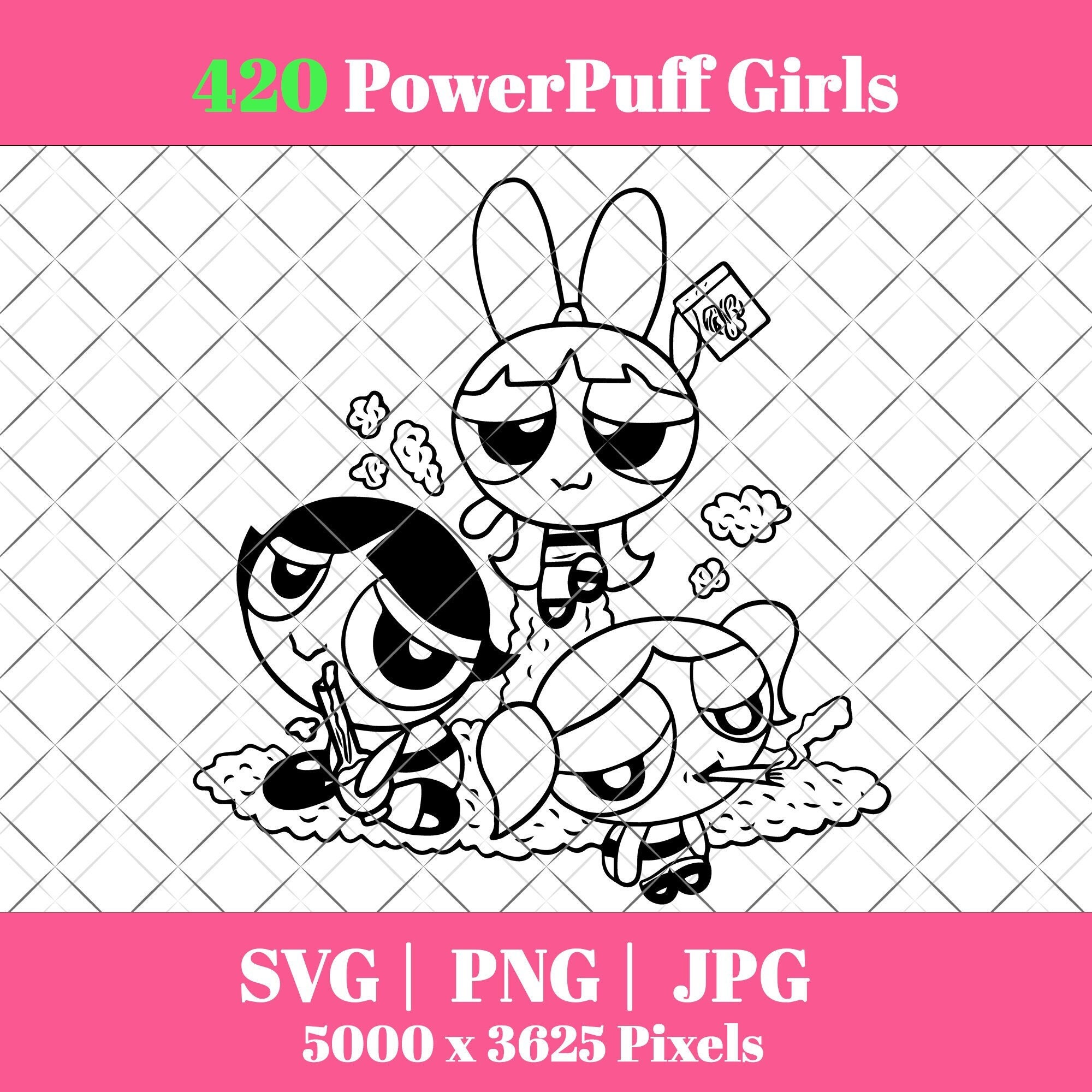 The Powerpuff Girls 420 Silhouette Funny Powerpuff Girls PNG Etsy