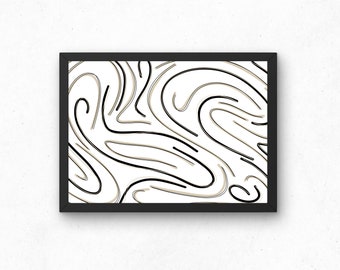 Organic Lines | | Hand Drawn Digital Print | Line Art | Minimal & Modern Wall Art | Frame-able | Printable | Black | White | Brown