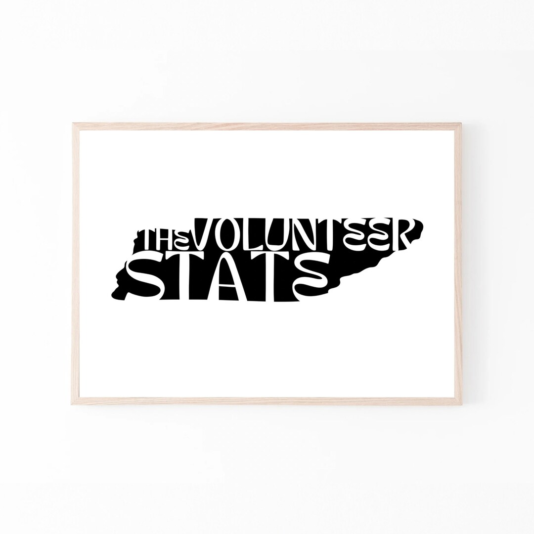 Tennessee the Volunteer State Nickname TN Outline Hand Drawn Digital