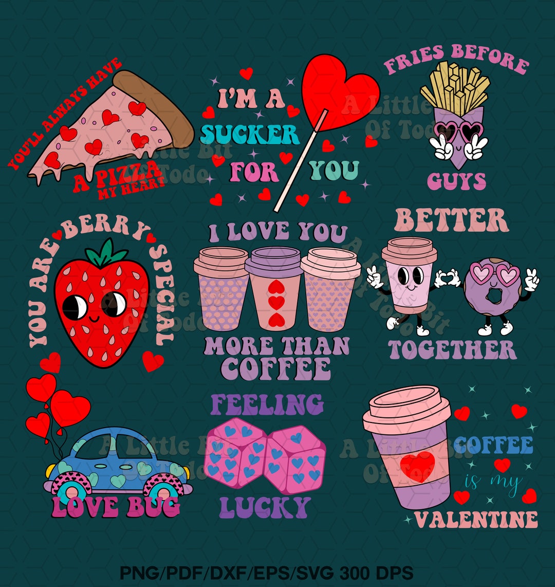 Valentine's Day SVG Bundle, Holiday Clipart Png Eps Dxf, Sublimation ...
