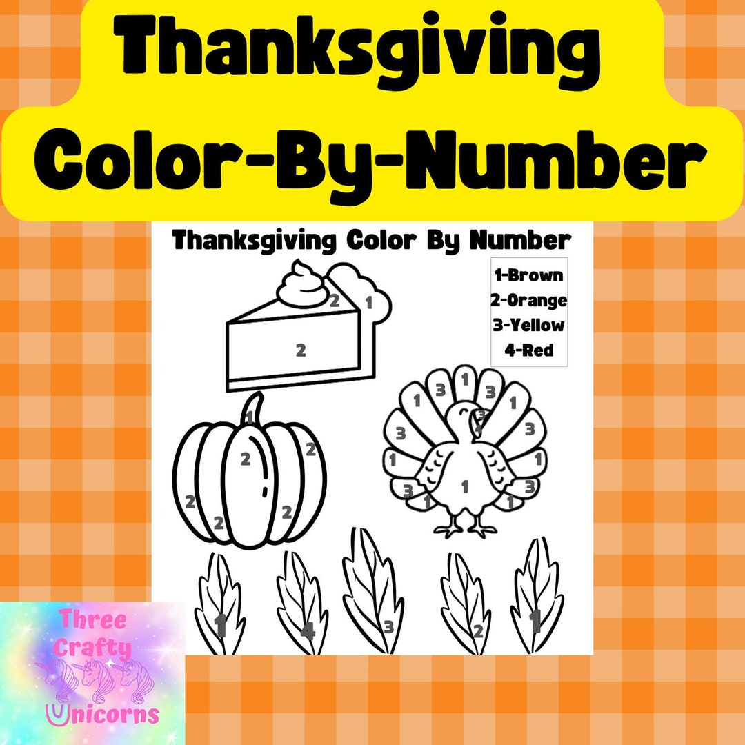 Thanksgiving Color by Number Thanksgiving Printable Etsy