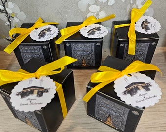 Kabe Box – boîte cadeau en or noir, cadeaux Kaaba Hajj Umre Umrah Mubarak, boîte à bonbons, décoration personnalisée, cadeau de fête