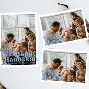 Carte de vœux de Hanoucca | Carte de Hanoucca personnalisée | Modèle imprimable de Hanoucca | Carte-photo de famille modifiable de Hanukkah | Carte de Hanoucca minimaliste